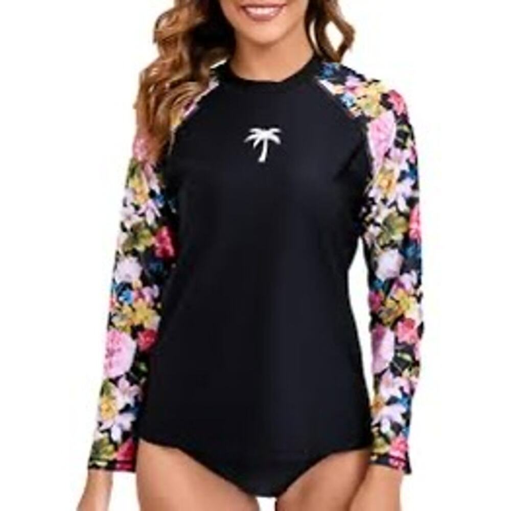 Halcurt Women's Long Sleeve Rash Guard Swim Shirt Sun Protection Swimsuit Top